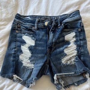 American Eagle Outfitters Women's Ripped Blue Jean Shorts